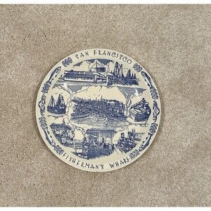 Vintage Vernon Kilns San Francisco Fisherman's Wharf Plate Blue